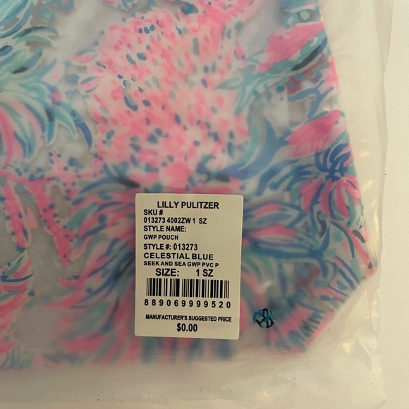 NWT Lilly Pulitzer Clear pouch bag Celestial Blue Seek And Sea Pvc Pouch - Picture 5 of 7